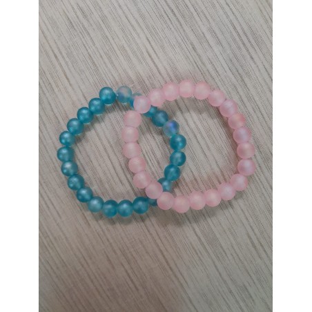Pack of 2 - Frosted beads pink and blue bracelets