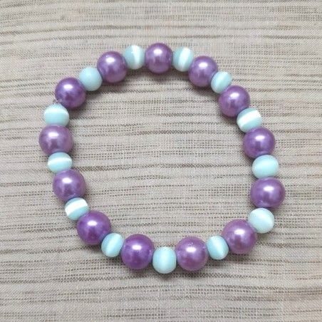 Purple and sea green beads bracelet