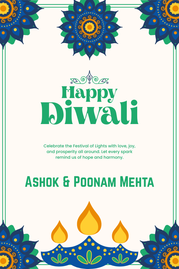 Customized Gift Tag Cards for Happy Diwali (Pack of 100)