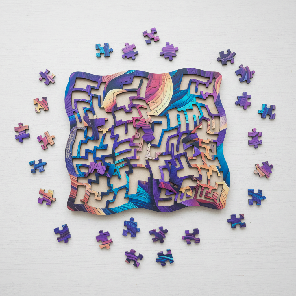 Be-Wave Puzzle – White Wood Flat Lay