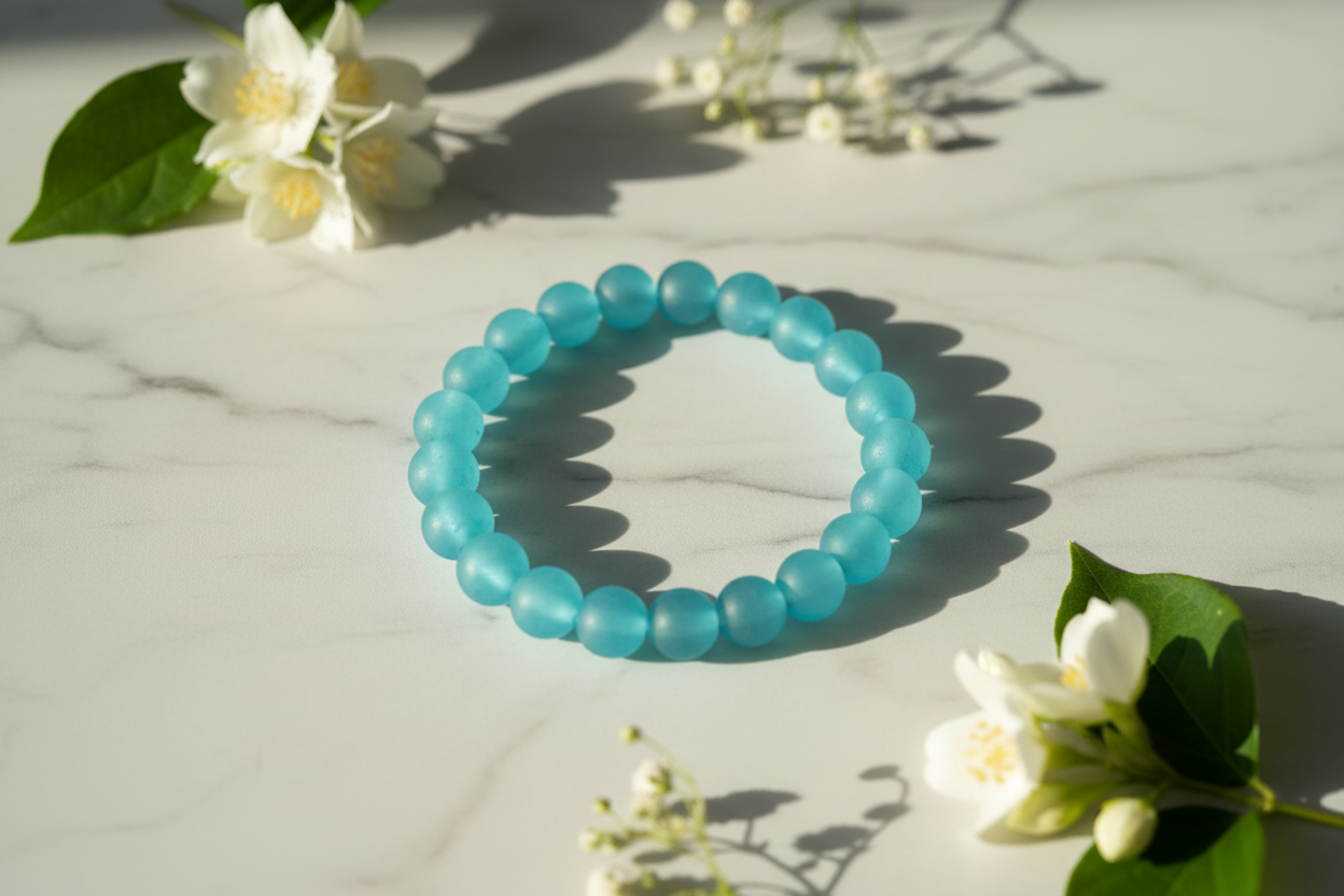 Blue Frosted Beads Bracelet 2