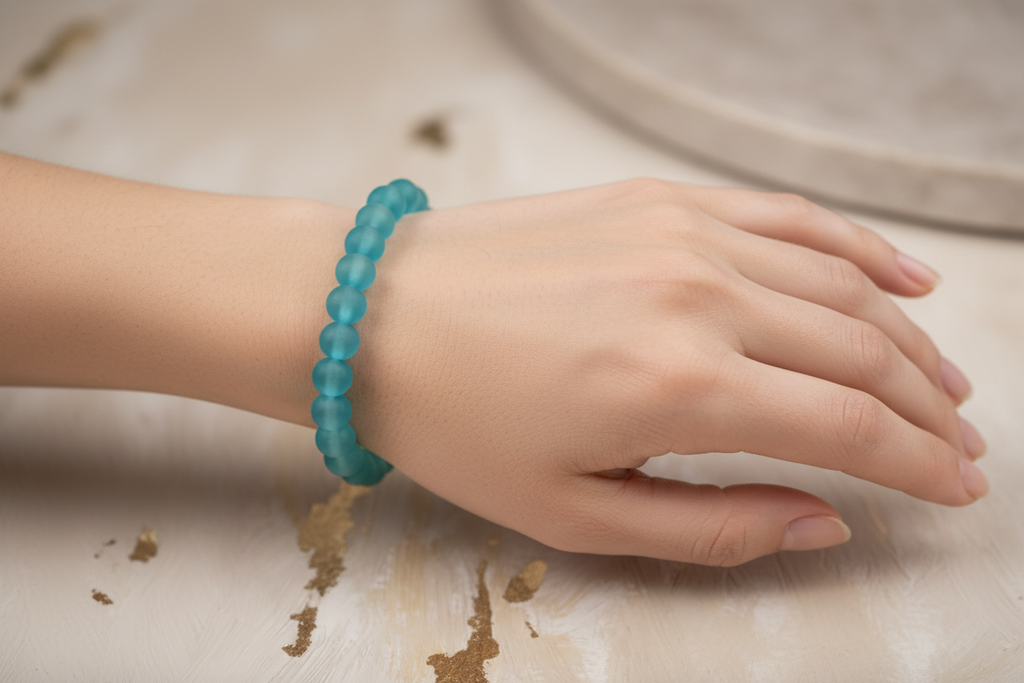 Blue Frosted Beads Bracelet 4