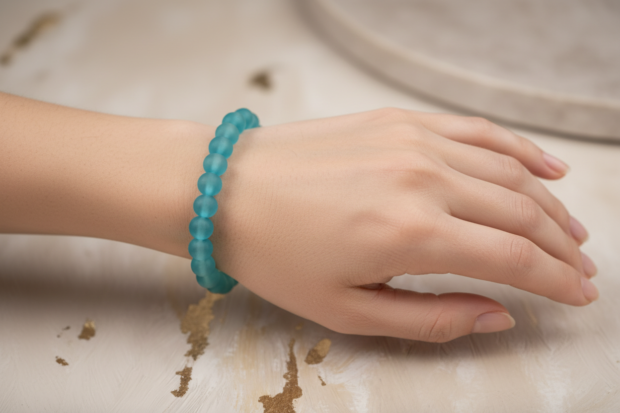 Blue Frosted Beads Bracelet 4