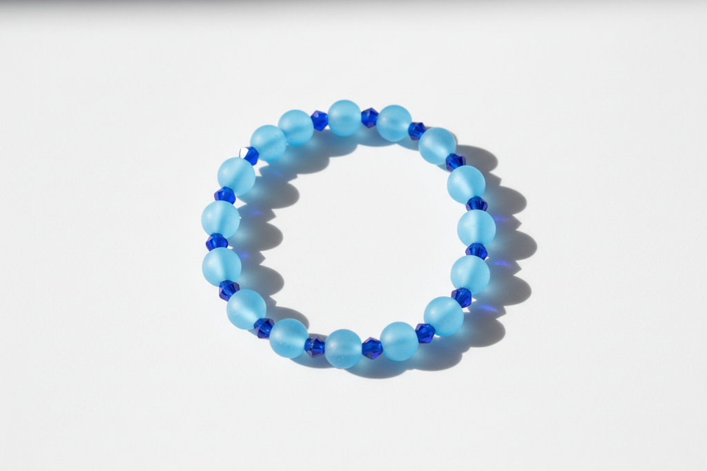 Blue Matte Finish Beads Bracelet 1