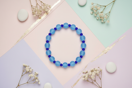 Blue Matte Finish Beads Bracelet 3