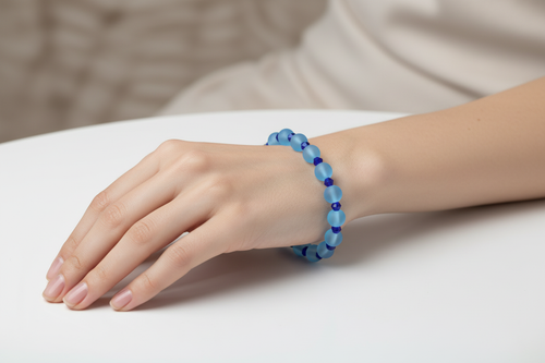 Blue Matte Finish Beads Bracelet 4