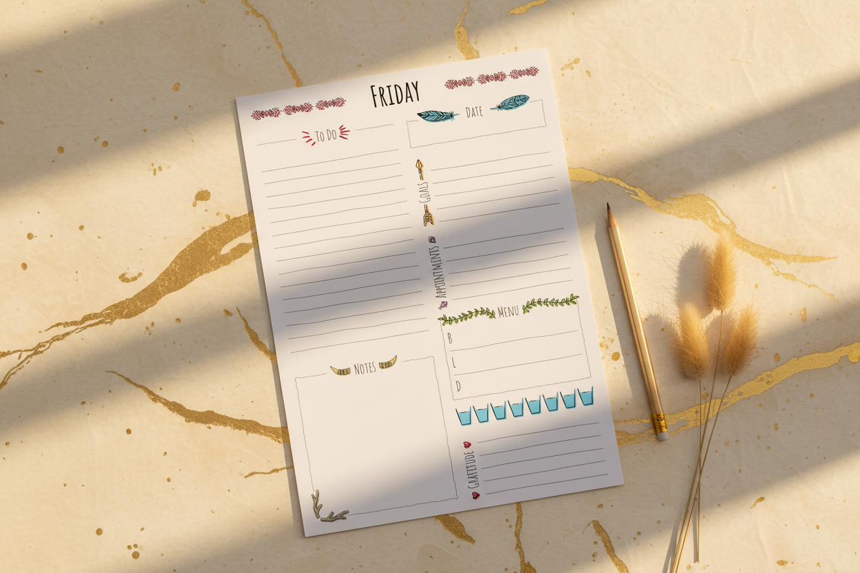 Boho Planner on Gold Cream