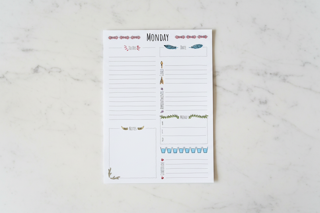 Boho Planner on White Marble