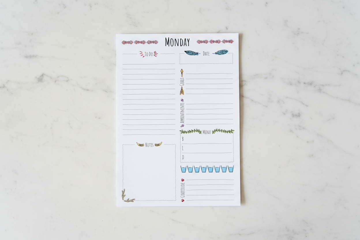 Boho Planner on White Marble