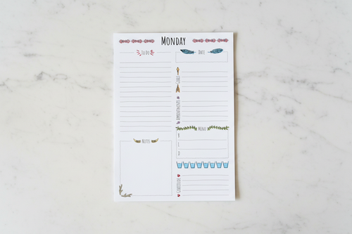 Boho Planner on White Marble