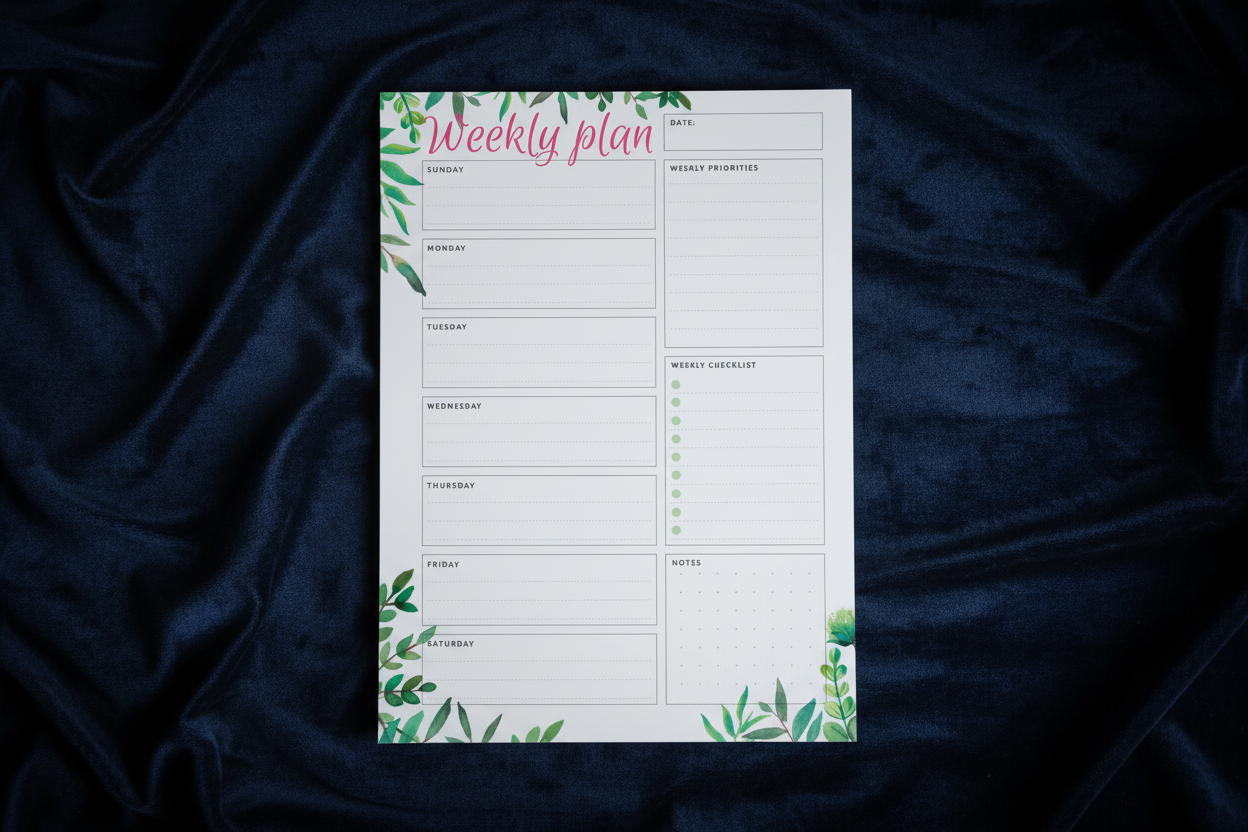 Checklist Planner on Navy Velvet