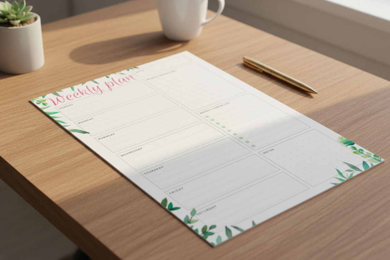 Checklist Planner on Warm Wood