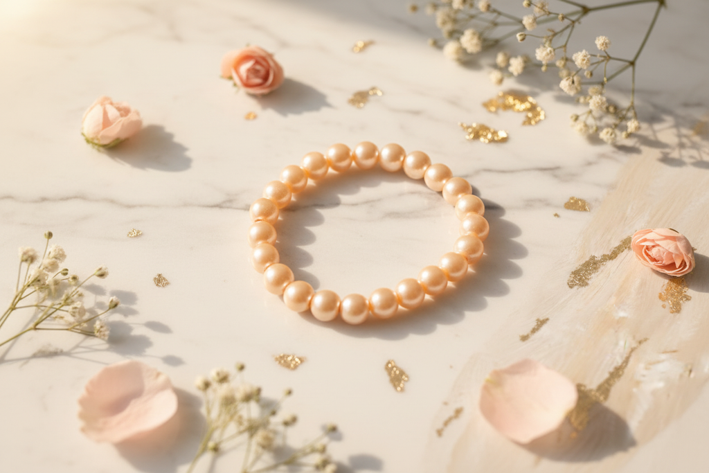 Cream Metallic Beads Bracelet 2