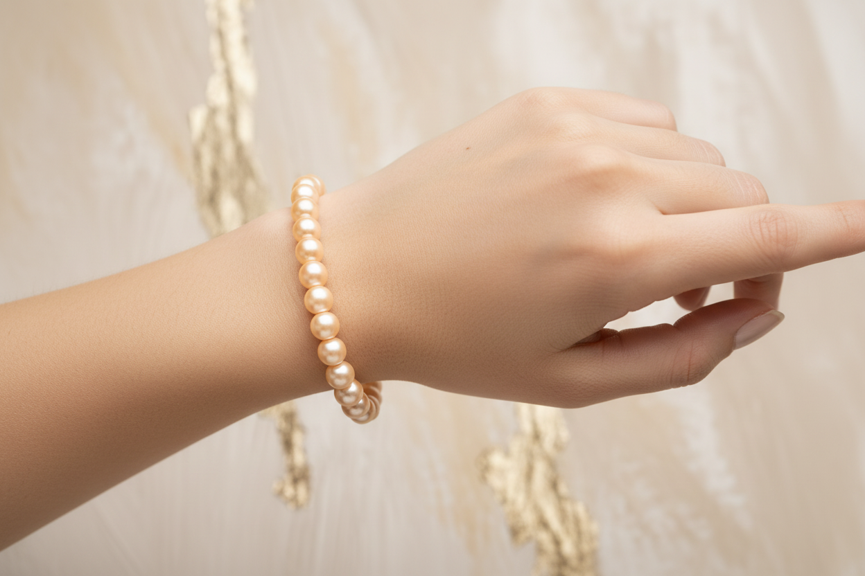 Cream Metallic Beads Bracelet 4