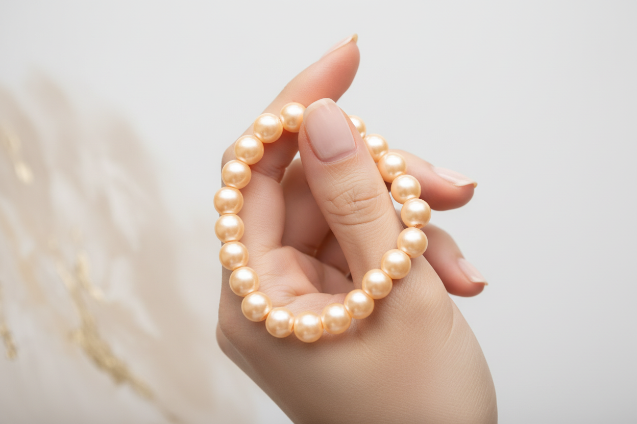 Cream Metallic Beads Bracelet 5