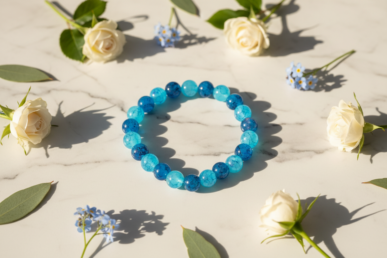 Dark and Light Blue Shaded Beads Bracelet 2