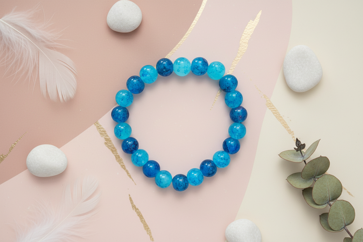 Dark and Light Blue Shaded Beads Bracelet 3