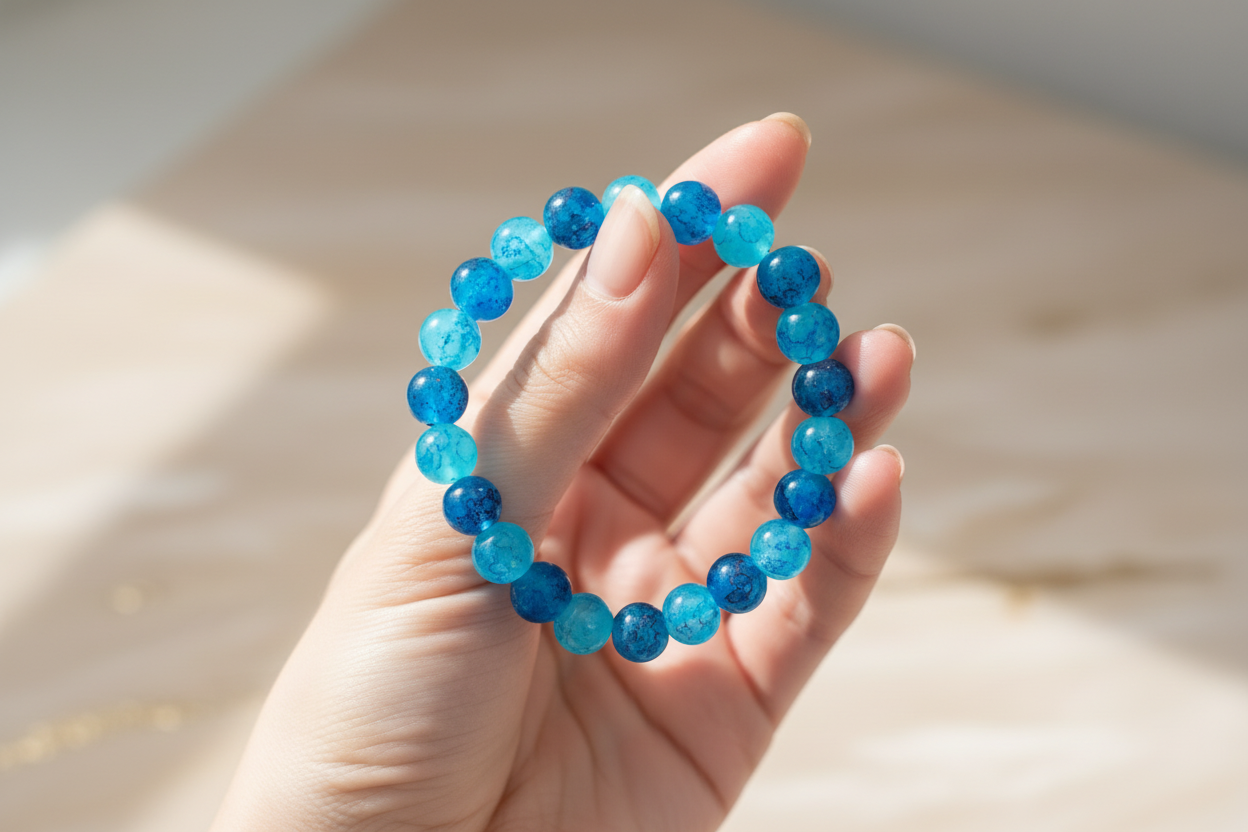 Dark and Light Blue Shaded Beads Bracelet 5