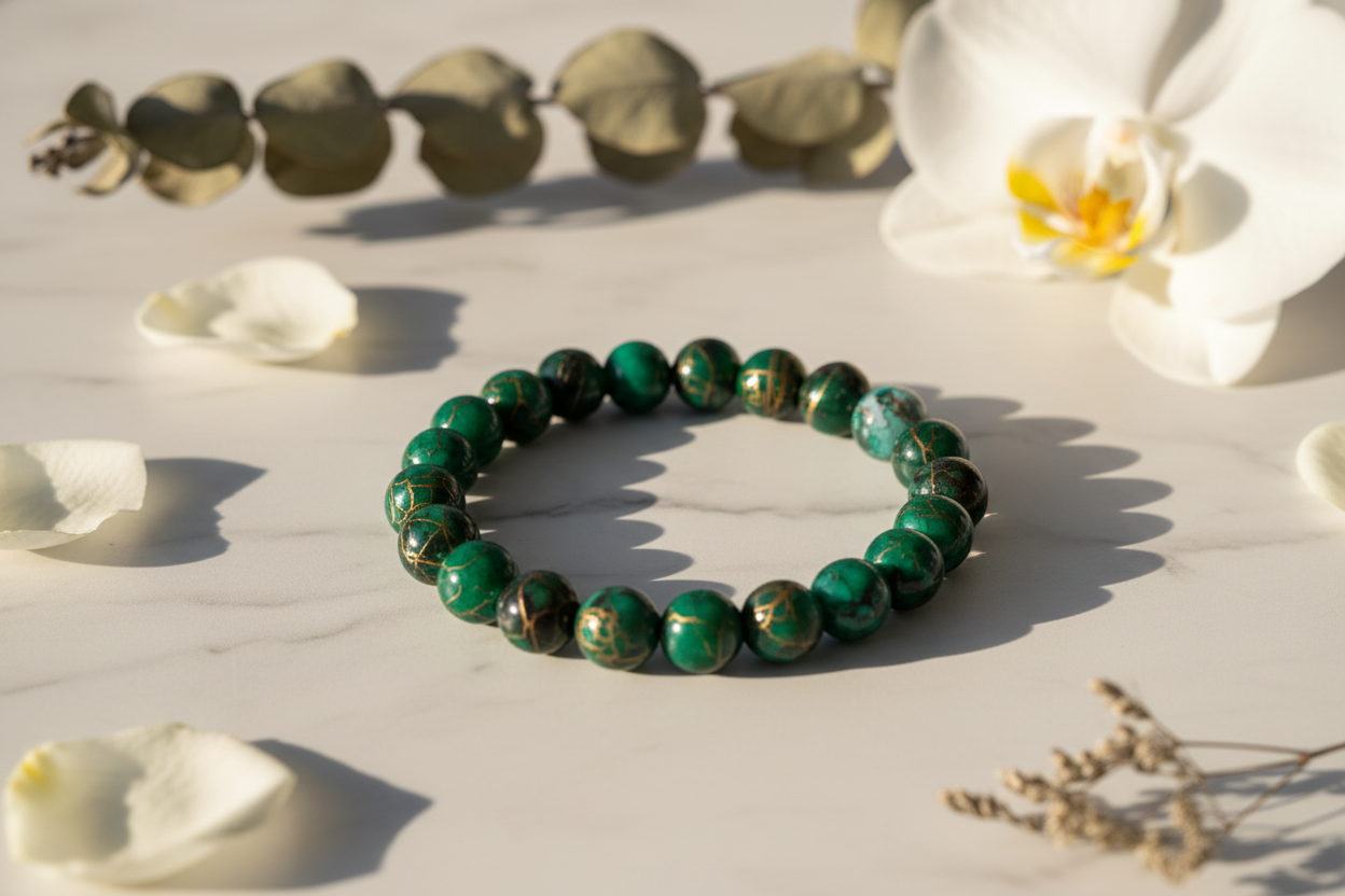 Dark Green Shaded Beads Bracelet 2