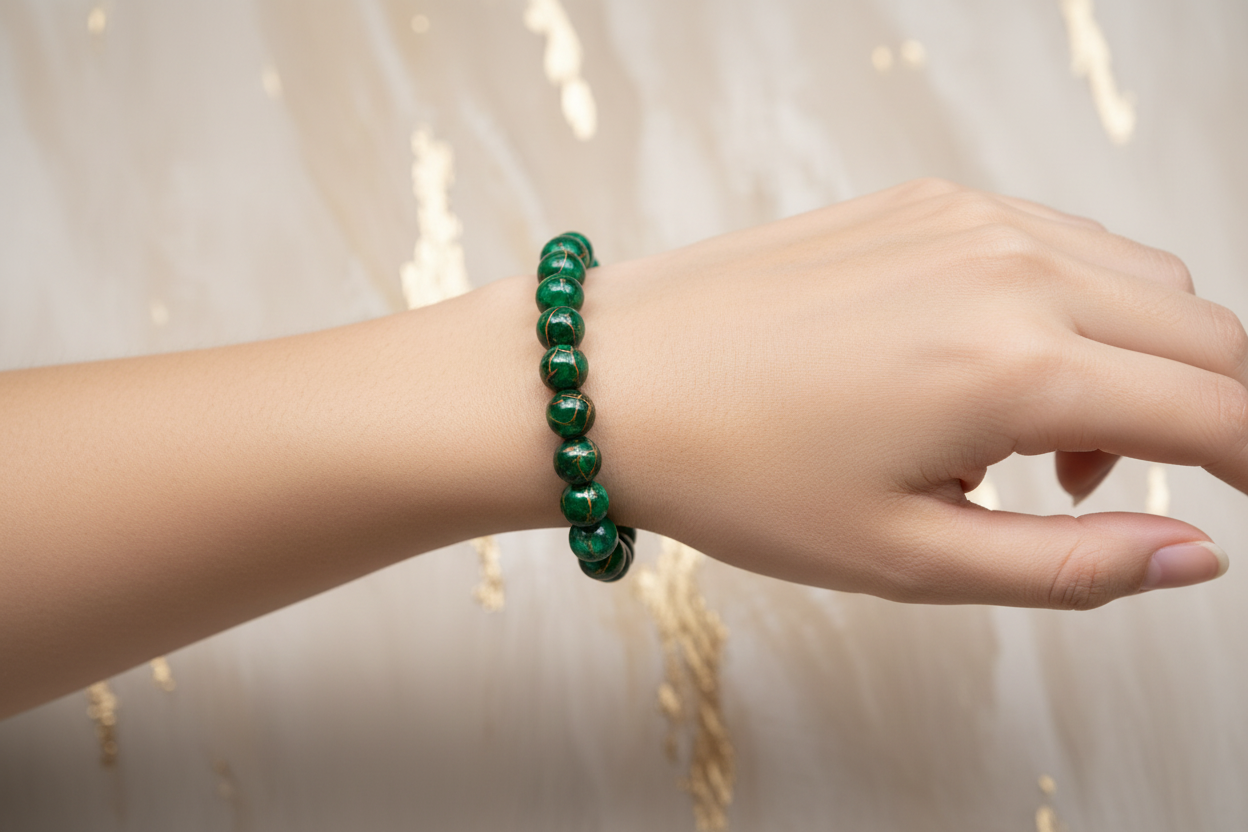 Dark Green Shaded Beads Bracelet 4