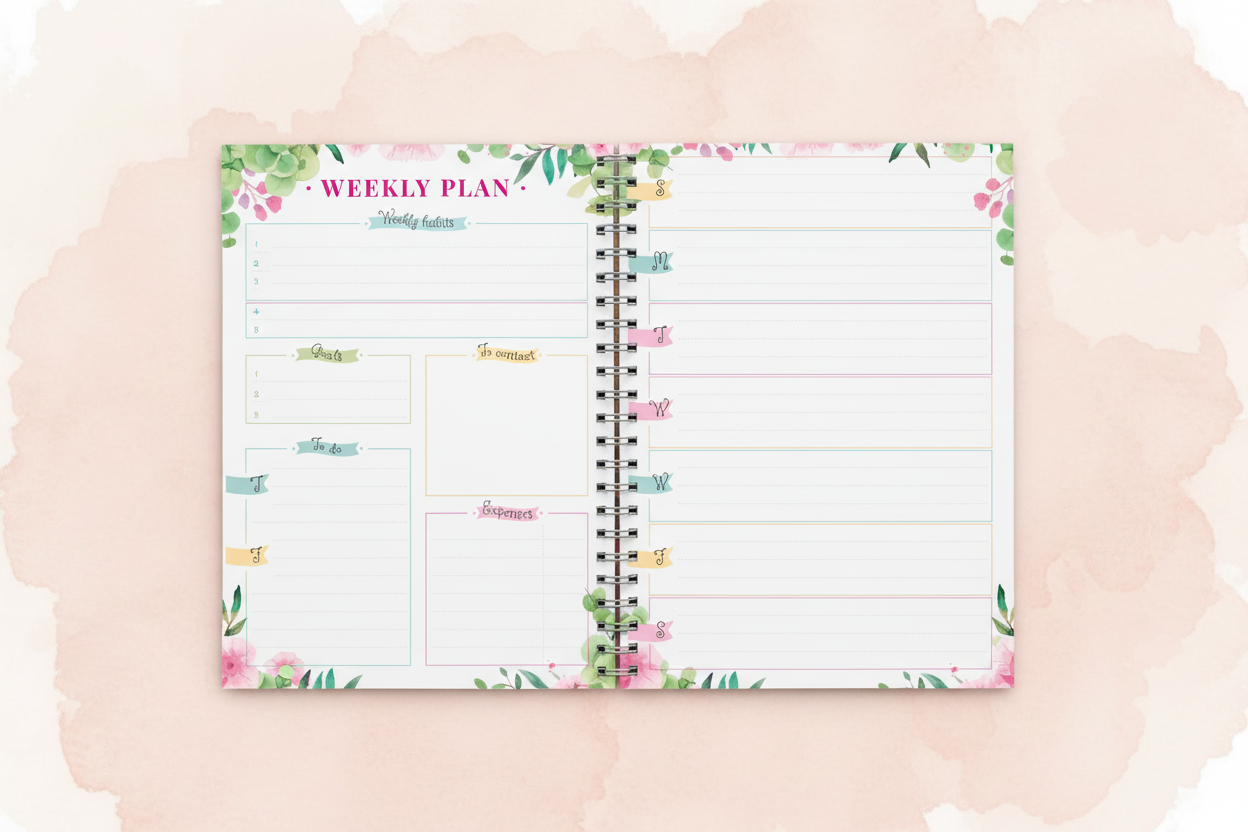 Floral Planner on Blush Peach