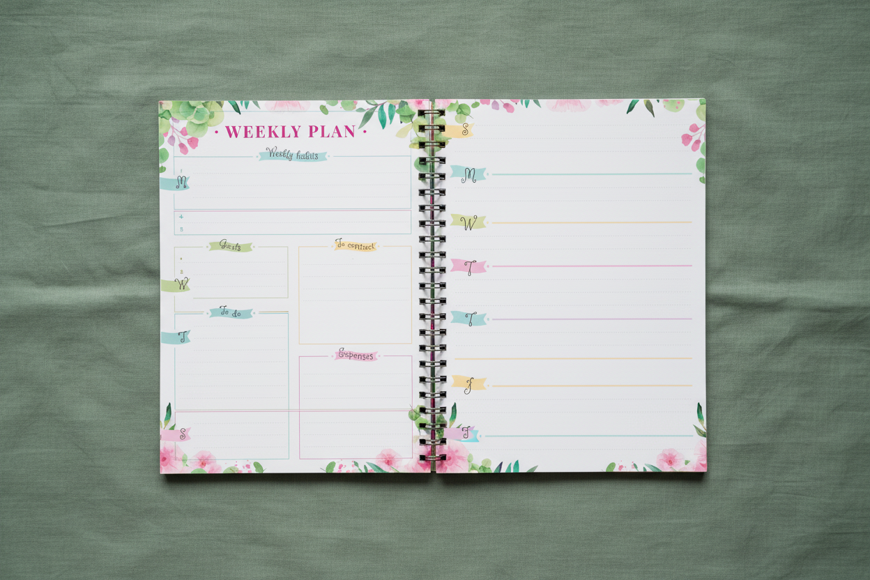 Floral Planner on Sage Green