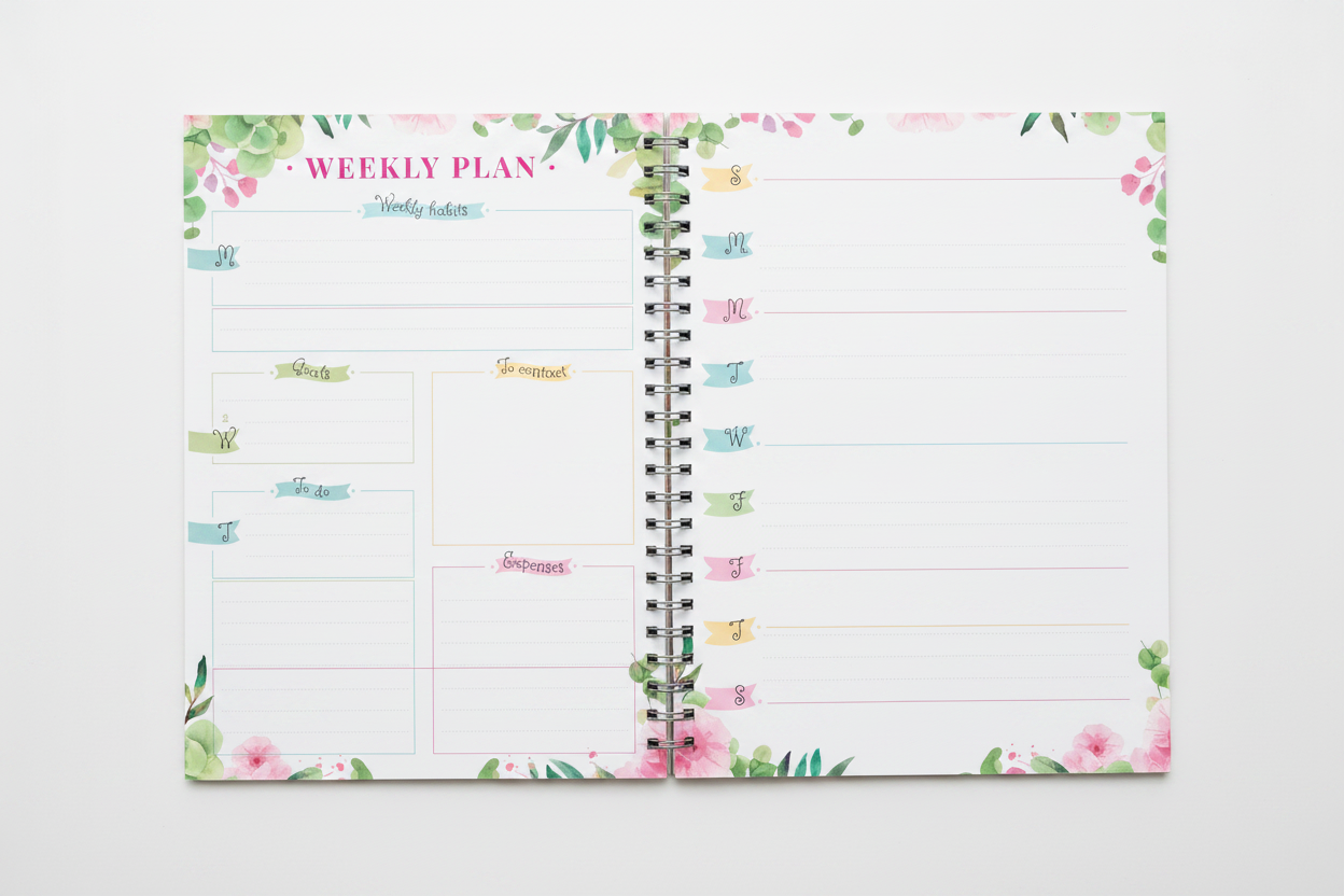 Floral Planner Side Spiral Bound