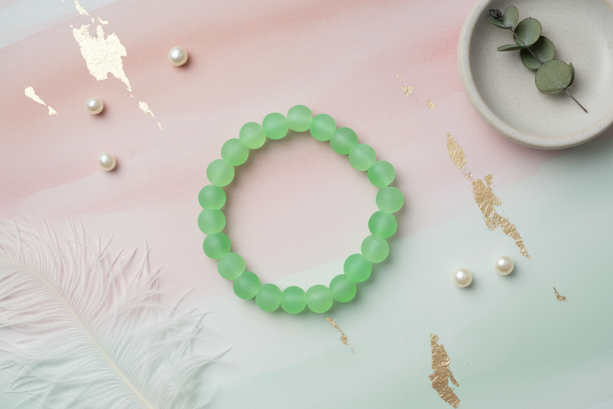 Green Matte Finish Beads Bracelet 3