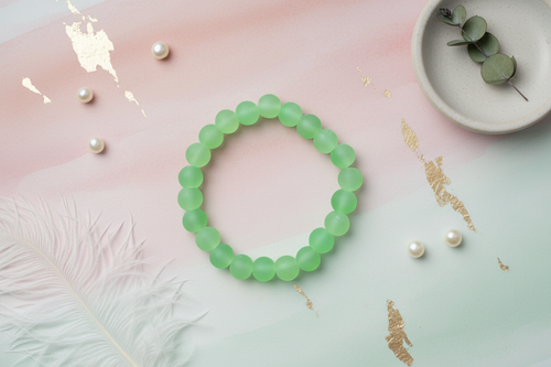 Green Matte Finish Beads Bracelet 3