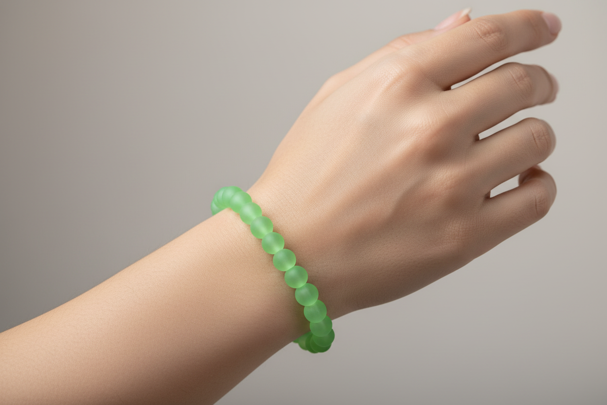 Green Matte Finish Beads Bracelet 4