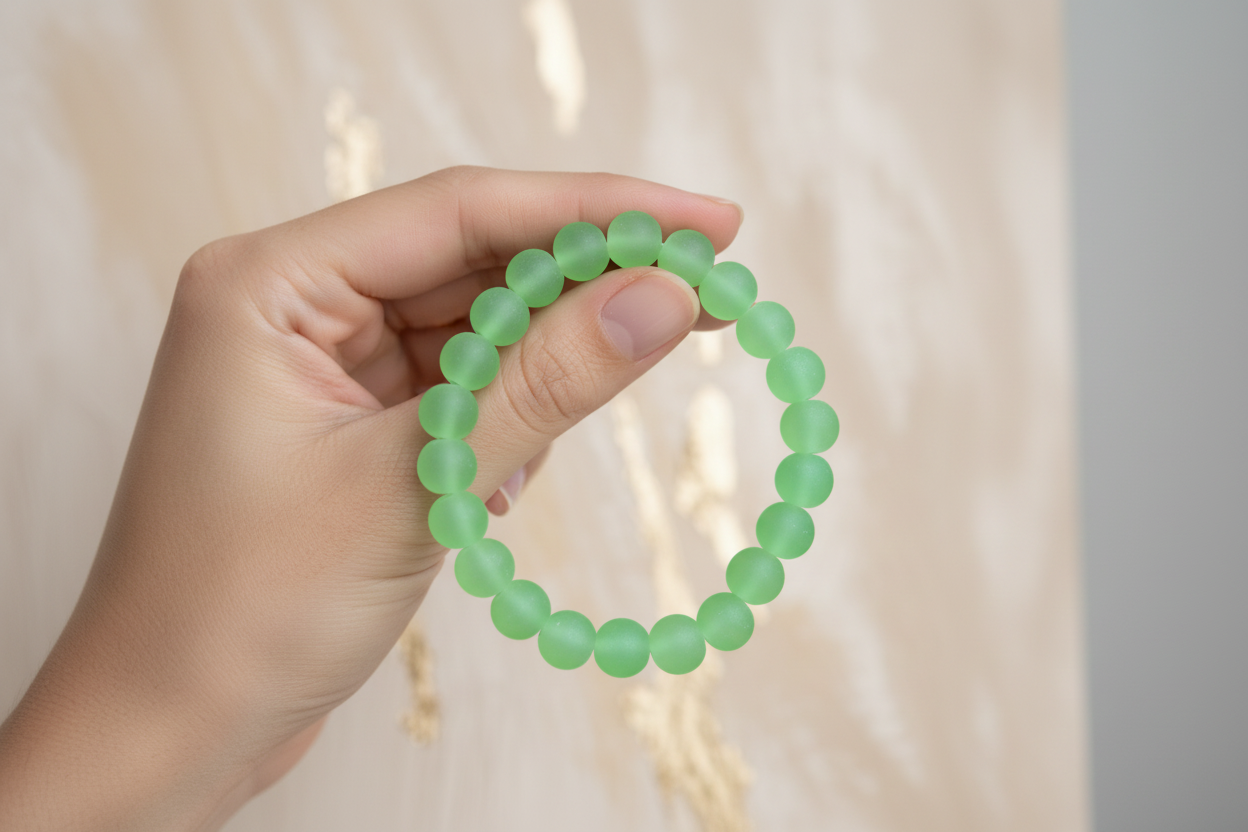 Green Matte Finish Beads Bracelet 5