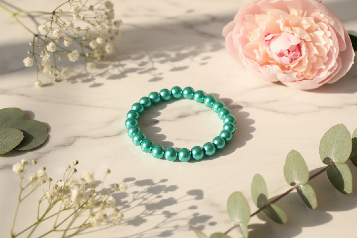 Green Metallic Beads Bracelet 2