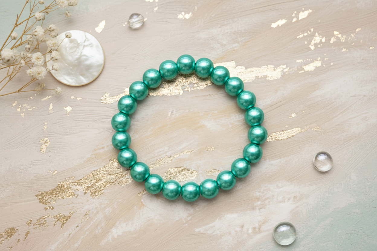 Green Metallic Beads Bracelet 3