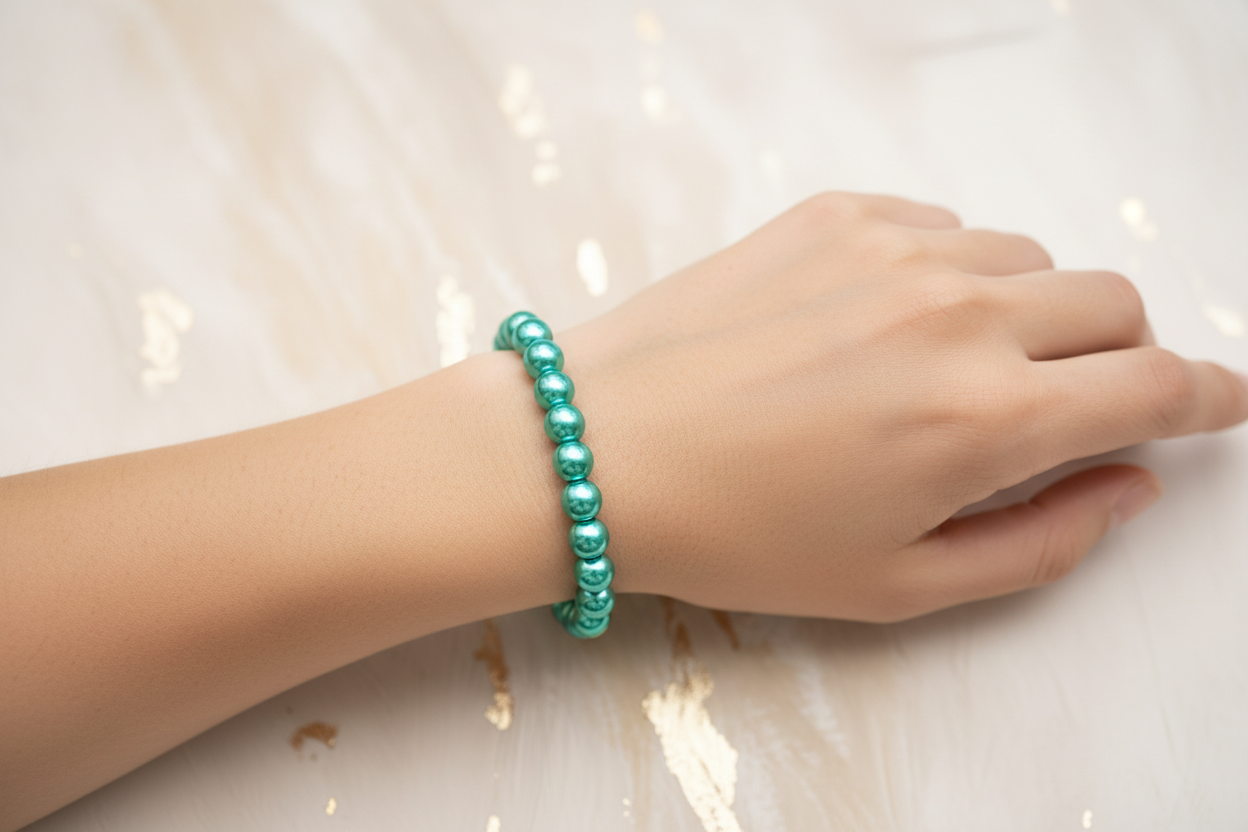 Green Metallic Beads Bracelet 4