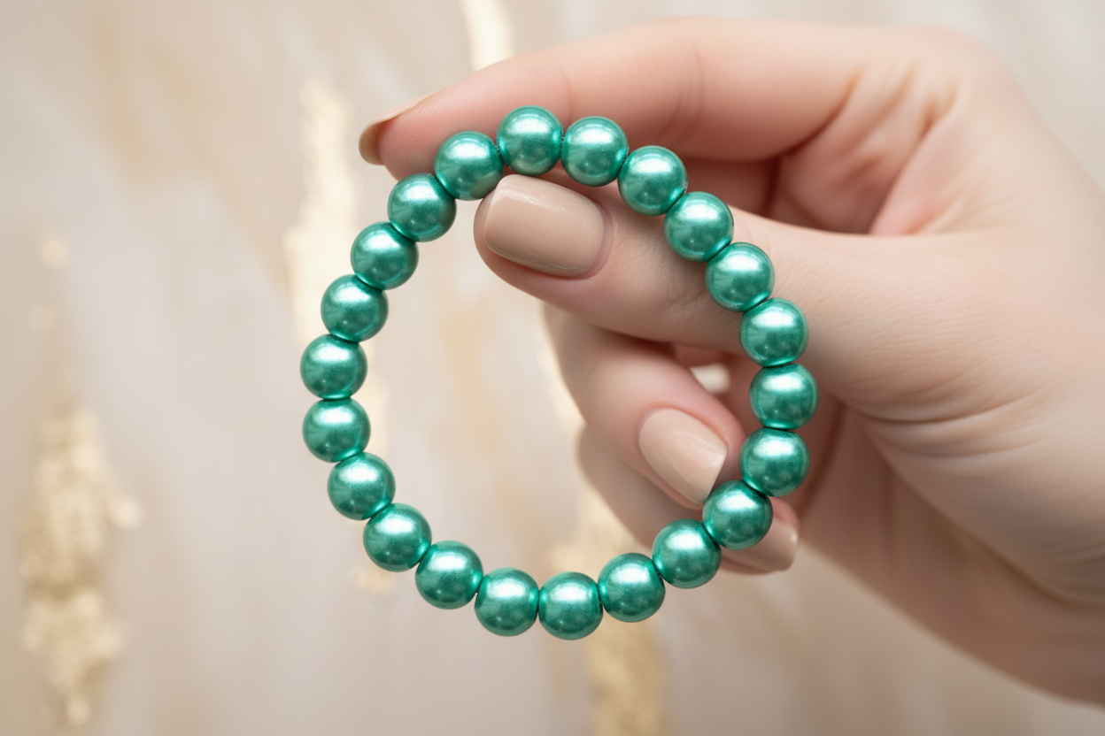 Green Metallic Beads Bracelet 5
