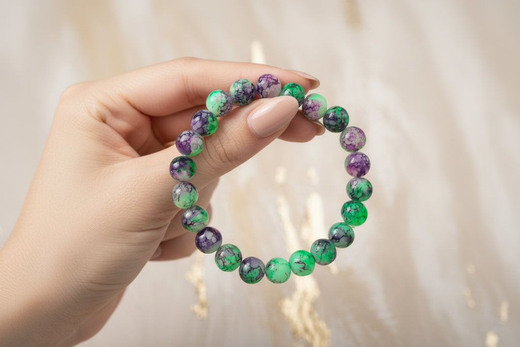 Hand Holding Beads Bracelet