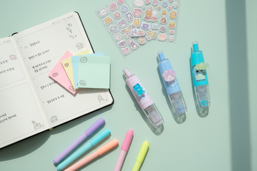 Kawaii Correction Tape – Mint Desk Flatlay
