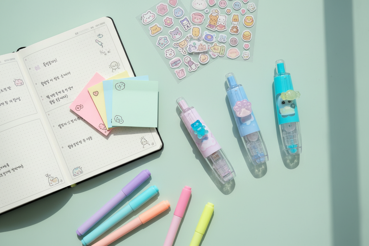 Kawaii Correction Tape – Mint Desk Flatlay