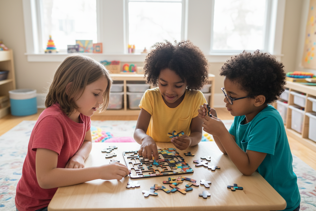 Kids playing with your fractal puzzle - 1