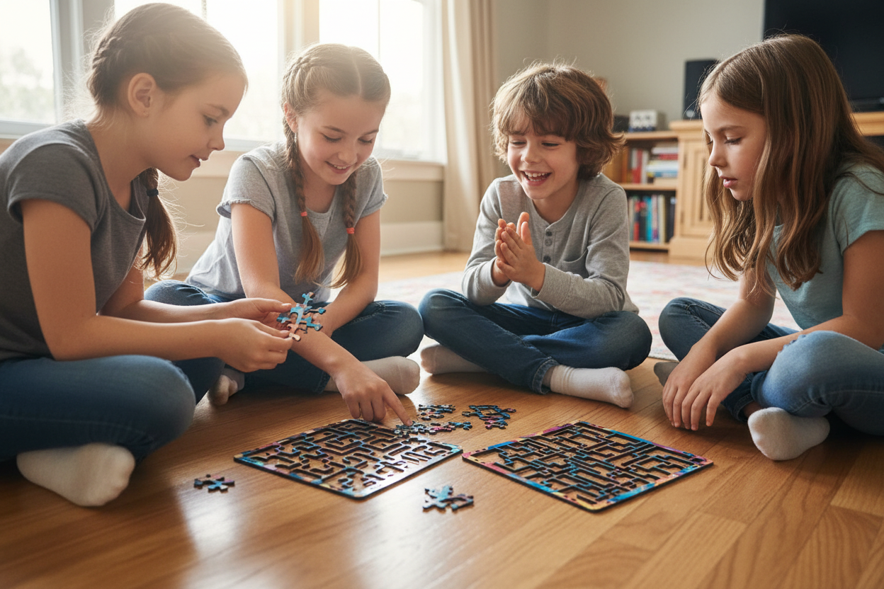 Kids playing with your fractal puzzle - 2