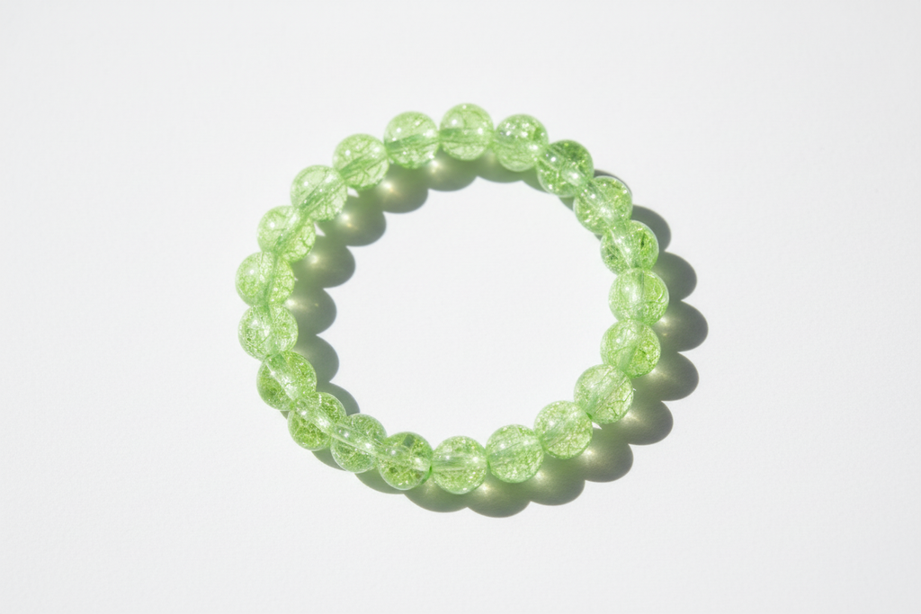 Light Green Crackle Beads Bracelet 1