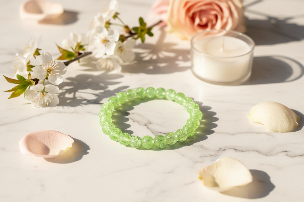 Light Green Crackle Beads Bracelet 2