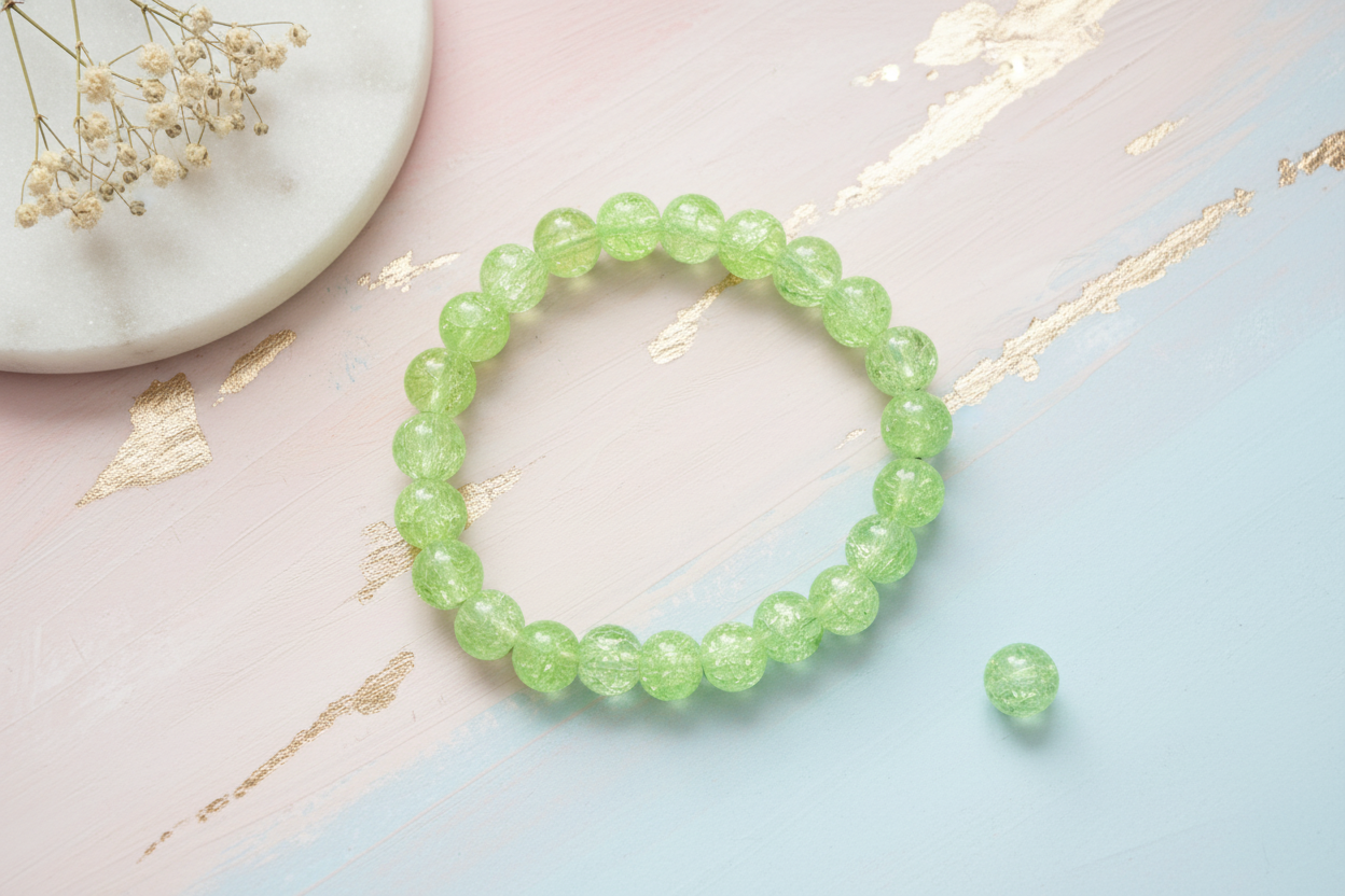 Light Green Crackle Beads Bracelet 3