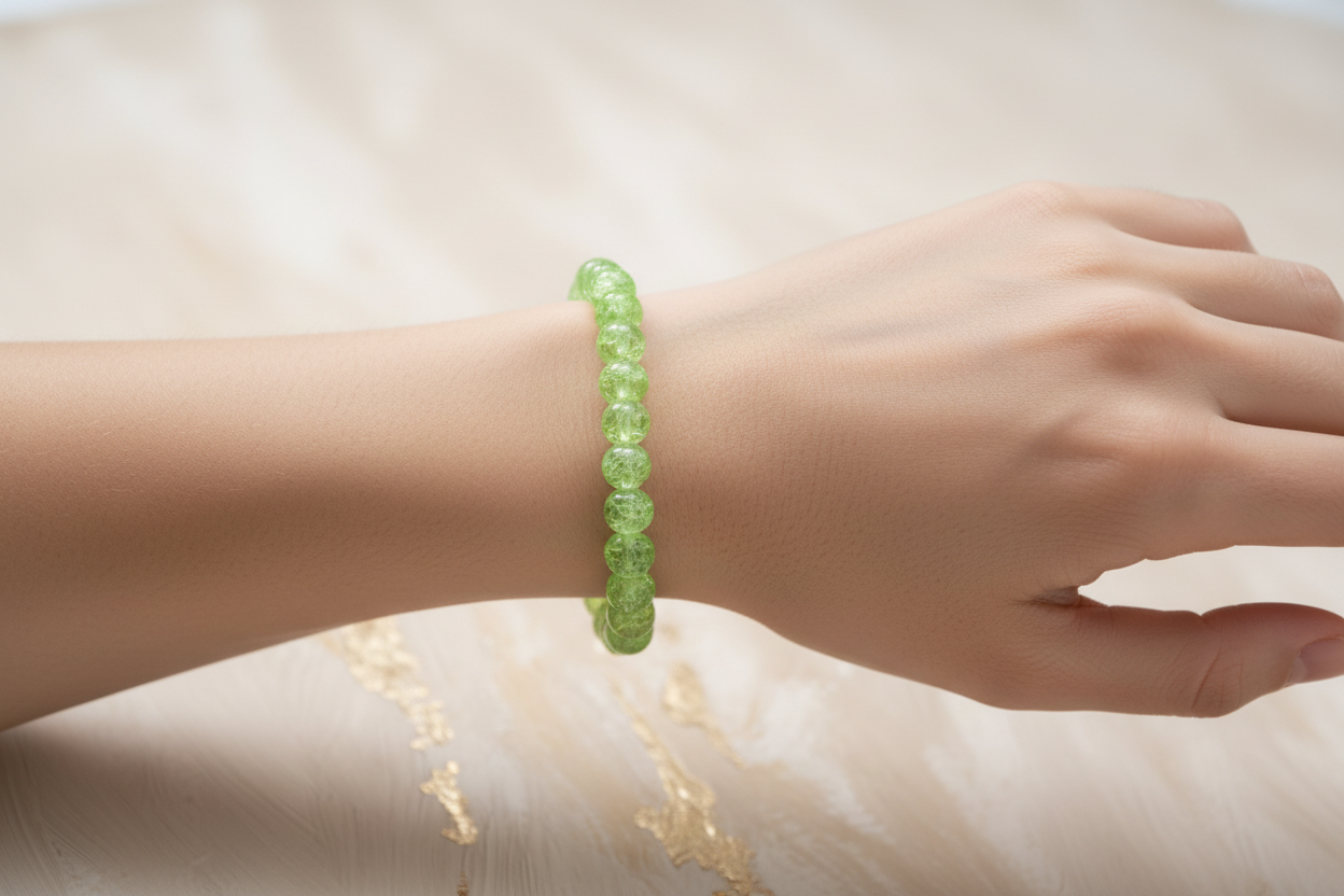 Light Green Crackle Beads Bracelet 4