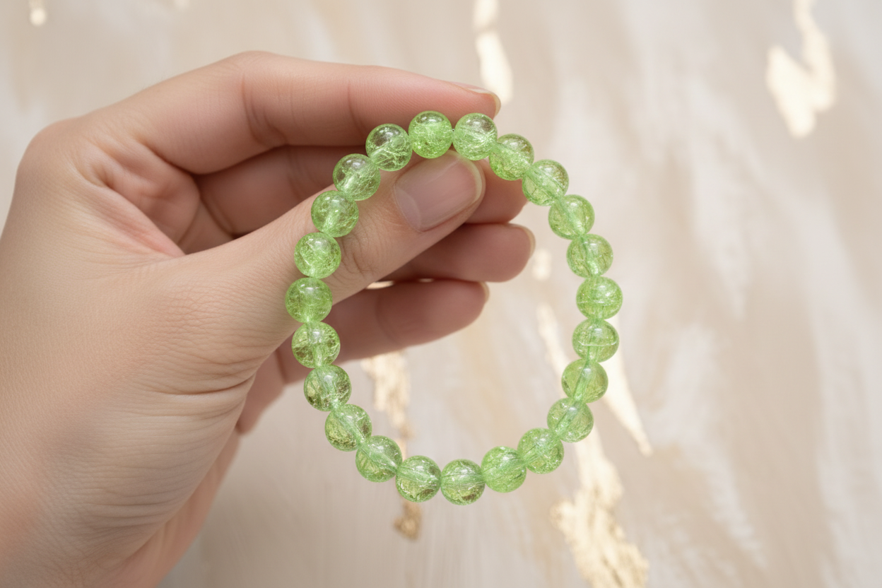 Light Green Crackle Beads Bracelet 5