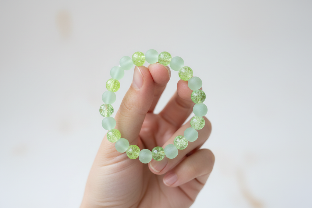 Light Green Frosted and Crackle Beads Bracelet 5