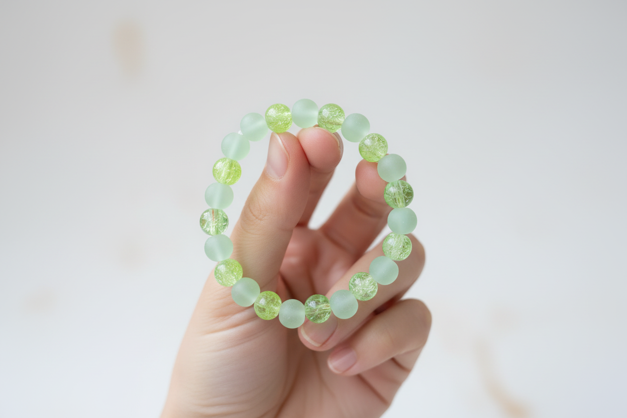 Light Green Frosted and Crackle Beads Bracelet 5