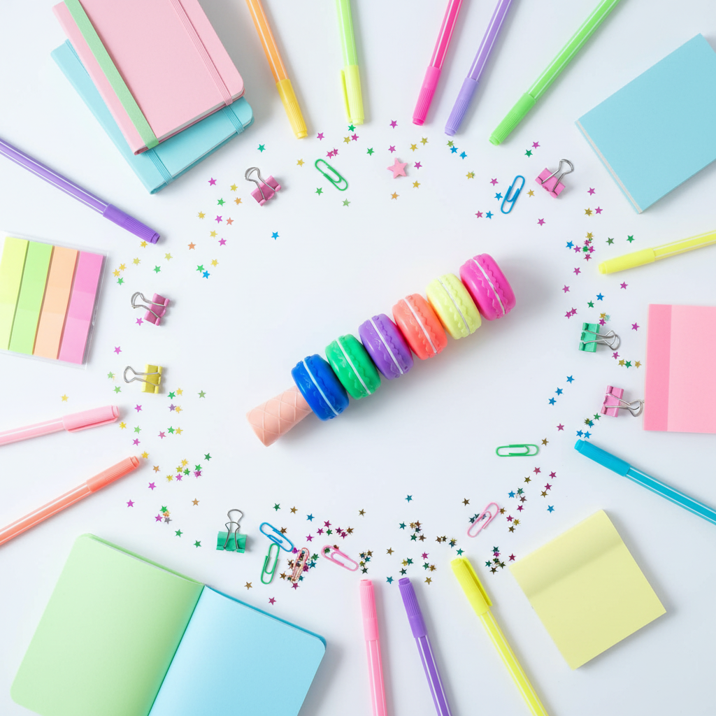 Macaron Shaped Highlighters 6 in 1 – Korean Stationery | Bright Vivid Colours