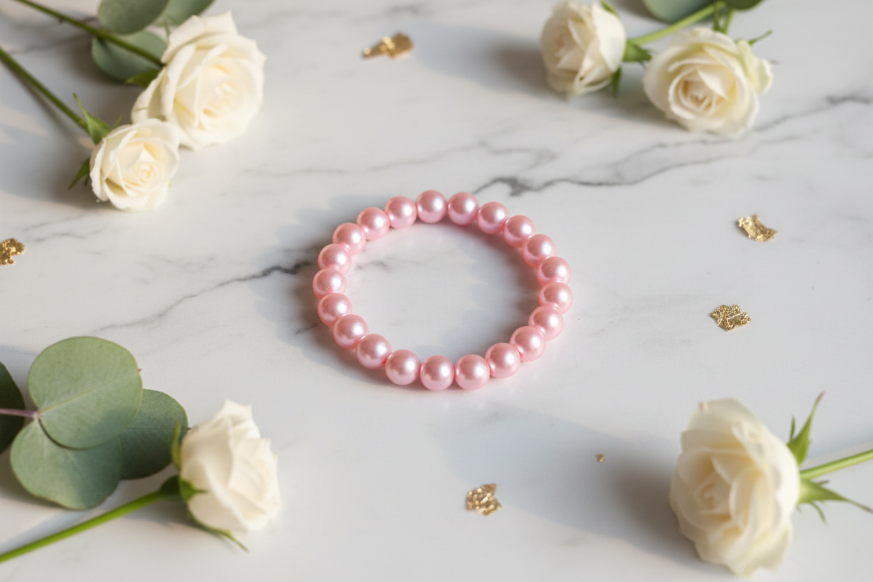 Metallic Pink Beads Bracelet 2