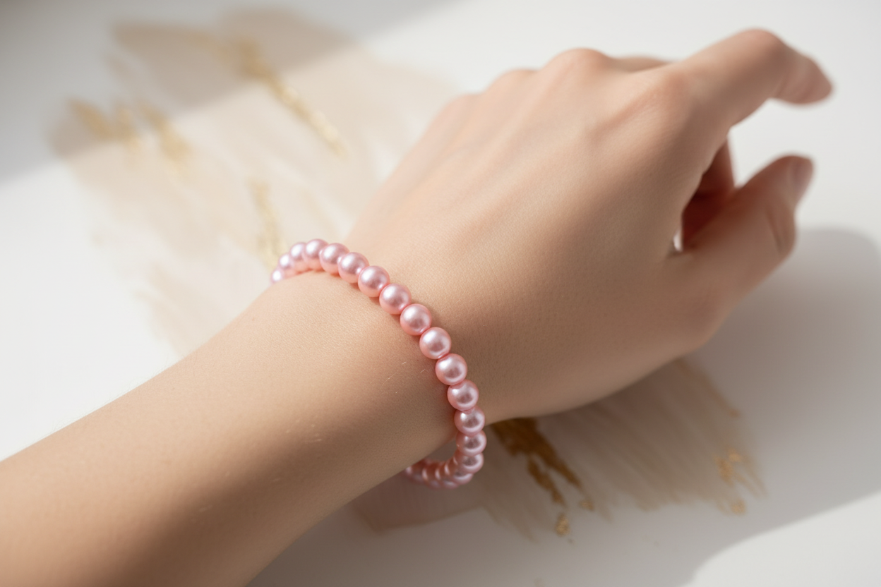 Metallic Pink Beads Bracelet 4